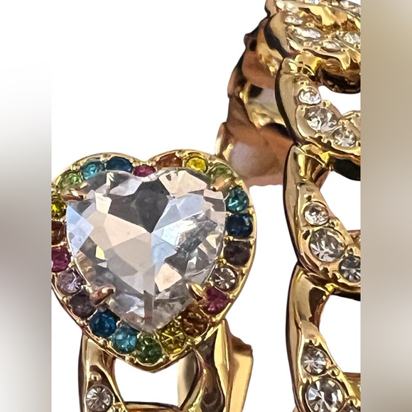 KURT GEIGER LONDON NWT gorgeous Rainbow Heart Hinged Bypass Bracelet - Picture 3 of 11